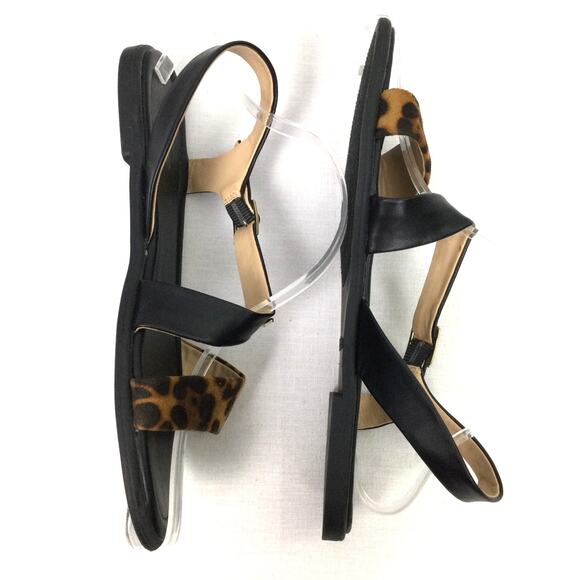 Bebe Leyra Chita Animal Print Rhinestone Ankle Strap Buckle Flat Sandal Size 8.5 - Picture 7 of 12